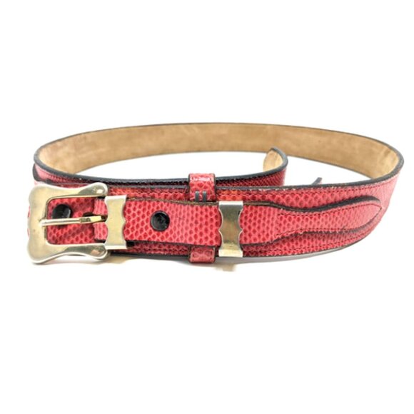 Vintage 80’s Justin Red River Genuine Snake Skin Red Belt main image 7